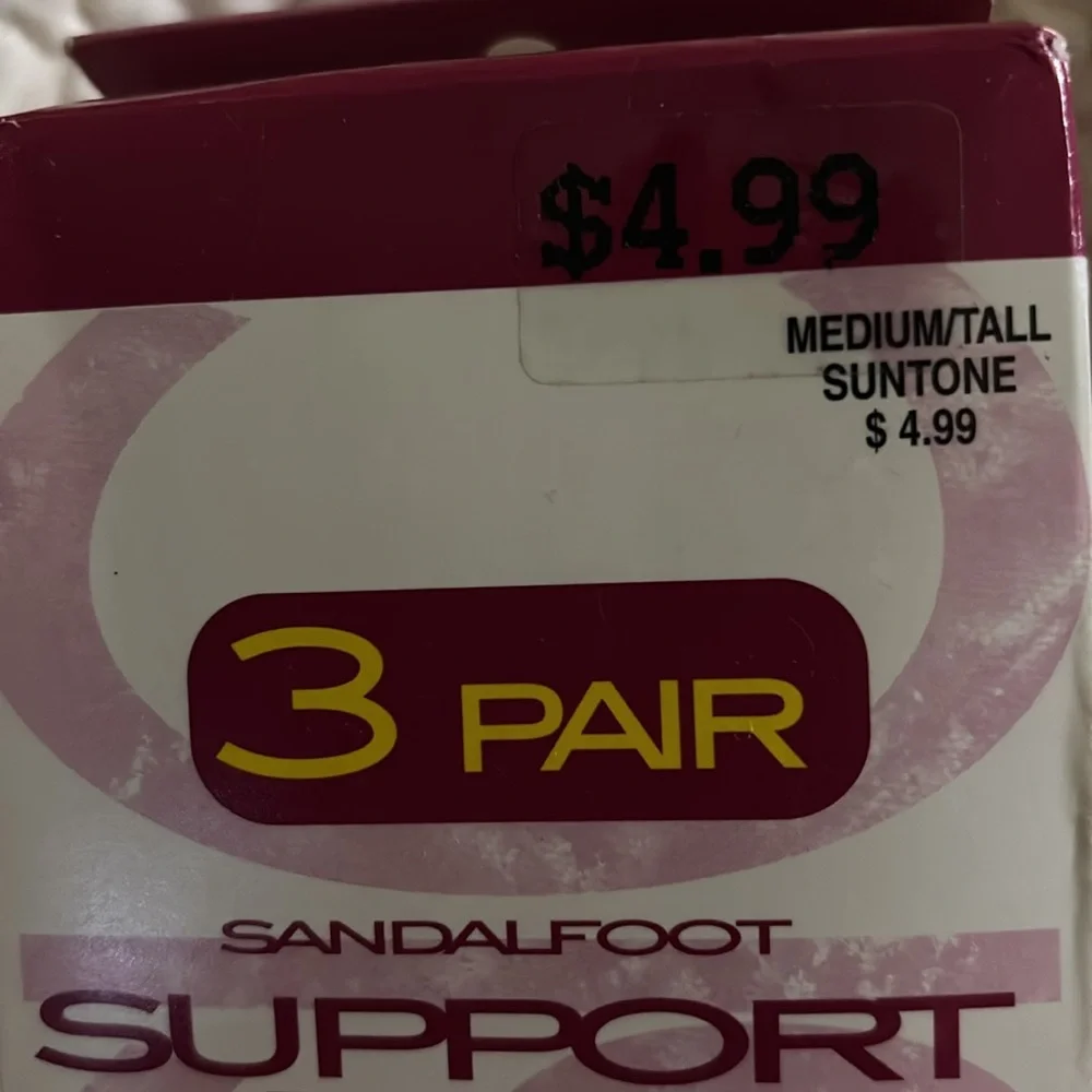Vintage Basic Editions Sandalfoot Support Pantyhose Suntone 3 Pair